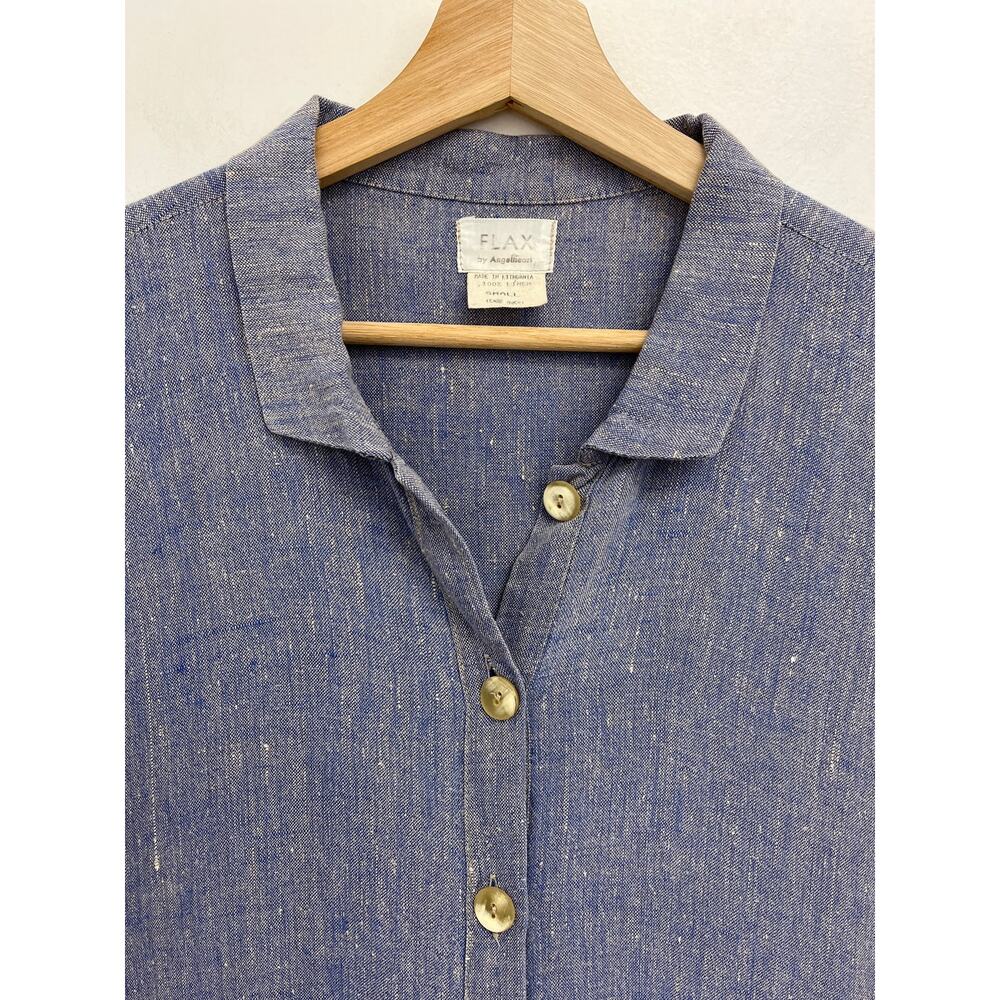 Vintage Flax Linen Romper Button-Front Oversized Coastal Collared Relaxed Small - Picture 6 of 12
